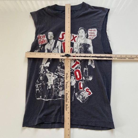 Vintage 80s Sex Pistols T-Shirt Mens Medium Sleeveless Distressed Music Band Tee - Picture 9 of 11
